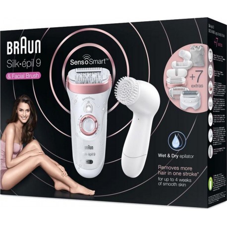 Braun Epilateur Électrique Silk-Epil Sensosmart + Brosse 9 SE 9-880 SE9-880