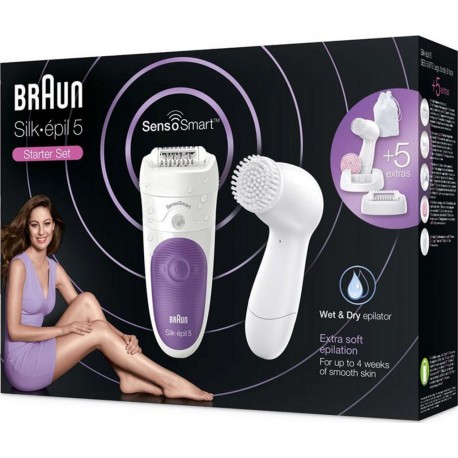 Braun Epilateur Électrique Silk-Epil Sensomart SE 5-870 + Brosse Visage SE5-870